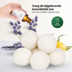 Tenify 6 XL Drogerballen + Extra Lavendel Olie - Wasbollen - Duurzaam - Schaapswol - Wasverzachter - Wasdrogerballen - Herbruikbare Droogballen - Energie Besparen -Lifestyleproducten 1200x1200 503