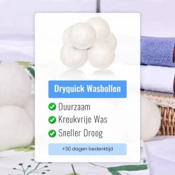 DRYQUICK Drogerballen- Wasbollen- Duurzaam Schapenwol - Herbruikbaar- 6 XL Wasballen Wit -Lifestyleproducten 1200x1200 532