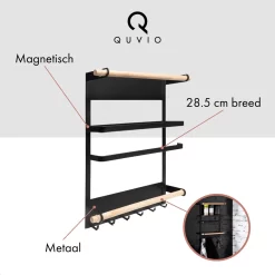 QUVIO Keukenrekje Van Metaal Magnetisch - Kruidenrek - Keuken Opbergrek Voor Kruiden, Handdoeken En Opscheplepels - Zwart -Lifestyleproducten 1200x1200 673