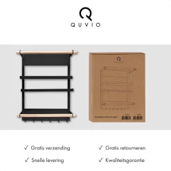 QUVIO Keukenrekje Van Metaal Magnetisch - Kruidenrek - Keuken Opbergrek Voor Kruiden, Handdoeken En Opscheplepels - Zwart -Lifestyleproducten 1200x1200 675