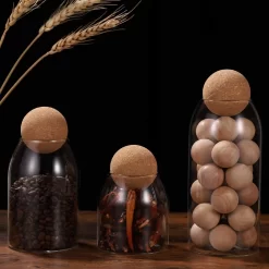 Igoods Helderglazen - Voorraadpot Met Kurkbal - Thee- En Koffiebus Met Bolvormig Houten Deksel - Voedselblikken - Keukenopslag - Opslagpotten -Lifestyleproducten 1200x1200 684