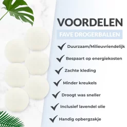 FAVE Drogerballen XL - 6 Stuks - Inclusief 2x Lavendelolie & Opbergzakje - Wasbol - Wasballen - Doseerbol - Droogballen - Duurzaam -Lifestyleproducten 1200x1200 69