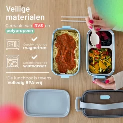 Triple J® Lunchbox - Broodtrommel - Lucht- & Lekvrij - Incl. Bestek - Magnetron & Vaatwasser Bestendig -Lifestyleproducten 1200x1200 734