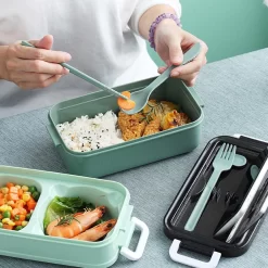 Lunchbox - Meal Prep Bakjes - Lunch Box Met Deksel - Meal Prep – Bento Box - Lunchtrommel Met Bestek Groen -Lifestyleproducten 1200x1200 745
