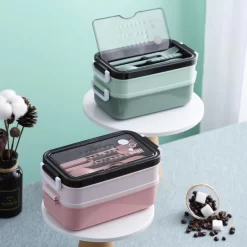 Lunchbox - Meal Prep Bakjes - Lunch Box Met Deksel - Meal Prep – Bento Box - Lunchtrommel Met Bestek Groen -Lifestyleproducten 1200x1200 753