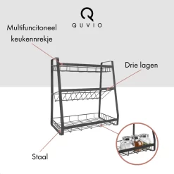QUVIO Kruidenrek - Keukenrek Staand - Keukenrekje - Keukenrek - Aanrecht Organizer - Metaal - 19 X 35 X 38 Cm -Lifestyleproducten 1200x1200 780