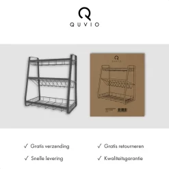 QUVIO Kruidenrek - Keukenrek Staand - Keukenrekje - Keukenrek - Aanrecht Organizer - Metaal - 19 X 35 X 38 Cm -Lifestyleproducten 1200x1200 782