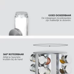 SensaHome 360 Graden Roteerbare Kruidencarrousel - Kruidenrek/Kruidenmolen - 20 Kruidenpotjes - 5 Laags - Draaibaar - 20 Specerijen Potjes - Specerijenmolen -Lifestyleproducten 1200x1200 787
