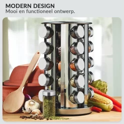 SensaHome 360 Graden Roteerbare Kruidencarrousel - Kruidenrek/Kruidenmolen - 20 Kruidenpotjes - 5 Laags - Draaibaar - 20 Specerijen Potjes - Specerijenmolen -Lifestyleproducten 1200x1200 789