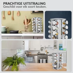 SensaHome 360 Graden Roteerbare Kruidencarrousel - Kruidenrek/Kruidenmolen - 20 Kruidenpotjes - 5 Laags - Draaibaar - 20 Specerijen Potjes - Specerijenmolen -Lifestyleproducten 1200x1200 790