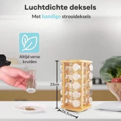 LuZana® Draaibaar Kruidenrek Staand Met Potjes - Bamboe- 20 Kruidenpotjes Met Strooideksel – Incl. Labels, Krijtstift En Trechter -Lifestyleproducten 1200x1200 827