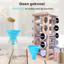 LuZana® Draaibaar Kruidenrek Staand Met Potjes - Bamboe- 20 Kruidenpotjes Met Strooideksel – Incl. Labels, Krijtstift En Trechter -Lifestyleproducten 1200x1200 831