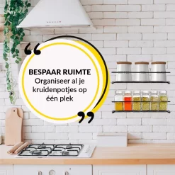 YORGS Kruidenrek Ophangbaar - Kruidenrekje Voor Potjes - Kruidenrekken Hangend 4 Stuks - Zwart - Inc Ophangmateriaal -Lifestyleproducten 1200x1200 847