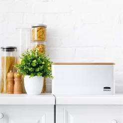 Oklahoma Broodtrommel Metaal 35,5x15,5x23 Cm Bamboe Deksel Snijplank -Lifestyleproducten 1200x1200 852