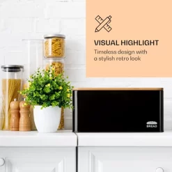 Klarstein Granrosi Oklahoma Broodtrommel - 35,5 X 15,5 X 23 Cm - Brooddoos Met Snijplank - Metaal & Bamboe -Lifestyleproducten 1200x1200 858