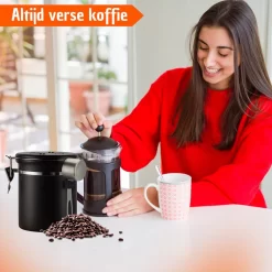 Koffie Bewaarbus Luchtdicht Met CO2 Uitlaat - Koffieblik Bewaarblik Voor 500 Gr Koffiebonen - Zwart - 1.2L -Lifestyleproducten 1200x1200 902