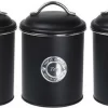 Merkloos 3x Zwart Voorraadblik Suiker, Thee En Koffie - Levensmiddelen Bewaren - Voorraadblikken/voorraadtrommels