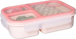 Lock&Lock Lunchbox - Bento Box - Salade Lunchbox - Met 3 Compartimenten - Met Dressing/Saus Bakje - Volwassenen En Kinderen - To Go - Lekvrij - BPA Vrij - 980 Ml - Roze -Lifestyleproducten 1200x622