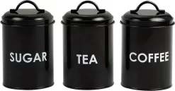 Mercury Haus Voorraadbussen Koffie, Thee En Suiker - Zwart