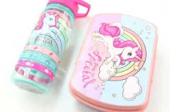 Unicorn Broodtrommel + PET Drinkfles Lichtblauw | Eenhoorn Lunchbox Set Voor Meisjes LS22 -Lifestyleproducten 1200x799