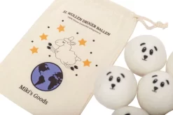 Miki's Goods® XL Wollen Drogerballen 6 Stuks - Panda Wasballen - Duurzaam - Wasbol - 100% Nieuw-Zeelandse Schapenwol - Wasbollen - Herbruikbaar- Droogballen - Snellere Droogtijd - Zuigt Dierenharen Op -Lifestyleproducten 1200x800 2
