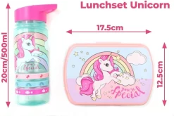 Unicorn Broodtrommel + PET Drinkfles Lichtblauw | Eenhoorn Lunchbox Set Voor Meisjes LS22 -Lifestyleproducten 1200x804