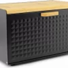 Luxe Broodtrommel Zwart Met Bamboe - Brood Bewaardoos - 36x21x21CM - Rechthoekig