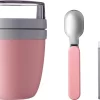 Mepal - Lunchpot + Vouwlepel Ellipse - Nordic Pink - Yoghurtbeker Met Lepel - Muesli Beker To Go - Geschikt Voor Vriezer, Magnetron En Vaatwasser.