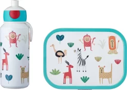 Mepal – Lunchset Campus (pu + Lb) – Pop-up Drinkfles En Broodtrommel Voor Kinderen – Animal Friends – Bento Box – Lekvrij