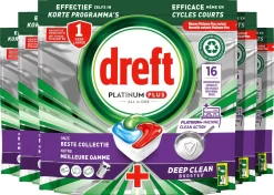 Dreft Platinum Plus All In One Machine Clean - Vaatwastabletten - 5 X 16 Tabletten