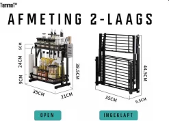 TammaT - Kruidenrek - Kruidenrek Staand - Inklapbare Keukenrek - 3-laags 35x21x56,5CM - Keuken Organizer - Aanrecht Organizer - Keuken Opslag - Roestvrij Staal - Opbergrek - Keuken Organizers - Roestvrij En Krasvrij -Lifestyleproducten 1200x861 2