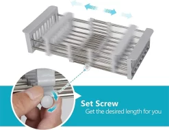 IBright Verstelbare Keukenrek - Gootsteen Mand - Afdruiprek – Vergiet – Verstelbaar In Lengte - Uitschuifbaar - RVS Grijs -Lifestyleproducten 1200x925 2