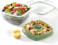 Lock&Lock Saladebox - Salade Lunchbox To Go - Salade To Go - 950 Ml - Lekvrij - Met Verdeelvakjes - Groen -Lifestyleproducten 1200x939 1