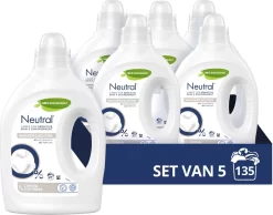 Neutral Parfumvrij Wasverzachter - 5 X 27 Wasbeurten - Voordeelverpakking