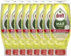 Dreft MaxPower - Lemon - Vloeibaar Afwasmiddel - Voordeelverpakking 8 X 640 Ml