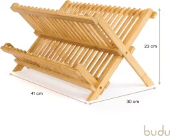 Budu Afdruiprek - Afdruiprekje Van Bamboe Hout - Afdruiprek Voor Afwas - Vaatwasrek - Keukenrek - Inklapbaar - Opvouwbaar - -Lifestyleproducten 1200x963 1