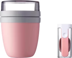 Mepal - Lunchpot + Vouwlepel Ellipse - Nordic Pink - Yoghurtbeker Met Lepel - Muesli Beker To Go - Geschikt Voor Vriezer, Magnetron En Vaatwasser. -Lifestyleproducten 1200x966 5