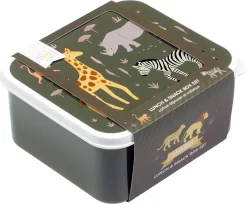 A Little Lovely Company - Brooddoos - Broodtrommel -Lunch & Snack Box Set Van 4 - Savanne -Lifestyleproducten 1200x991