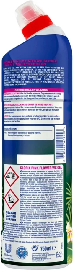 Glorix WC Powergel Toiletreiniger Pink Flower - 6 X 750 Ml - Voordeelverpakking -Lifestyleproducten 324x1200