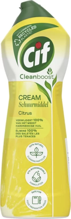 Cif CleanBoost Cream Citroen Schuurmiddel - 8 X 750 Ml - Voordeelverpakking -Lifestyleproducten 390x1200 1
