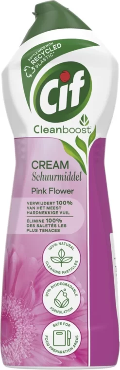 Cif CleanBoost Cream Pink Schuurmiddel - 8 X 750 Ml - Voordeelverpakking -Lifestyleproducten 390x1200 2