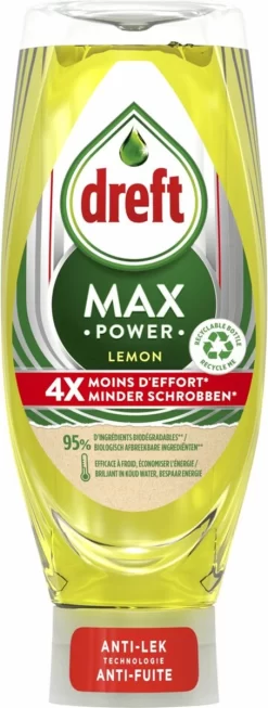 Dreft MaxPower - Lemon - Vloeibaar Afwasmiddel - Voordeelverpakking 8 X 640 Ml -Lifestyleproducten 454x1200