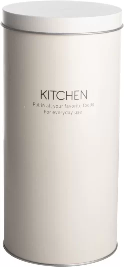 Gusta Voorraadblik - Beige - Metaal - Beschuitbus - Opbergbus - Ø11X22 Cm