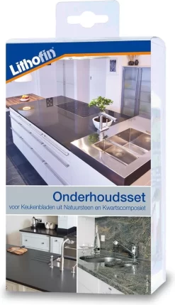 Lithofin MN - Onderhoudsset Voor Werkbladen In Natuursteen En Composiet - Vuiloplosser 250ml & Easy Clean 500ml