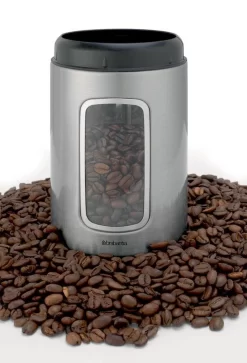 Brabantia Voorraadbus - 1,4 L - Matt Steel Fingerprint Proof / Matt Black Deksel - Met Venster -Lifestyleproducten 817x1200