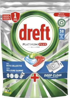 Dreft Platinum Plus All In One Vaatwastabletten - Deep Clean - Voordeelverpakking 4 X 38 Stuks -Lifestyleproducten 861x1200