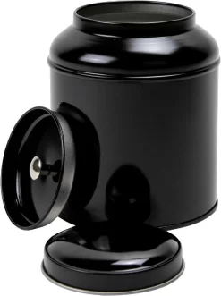 Merkloos Theeblik Zwart Met Aroma Deksel 100 Gram - Stuk