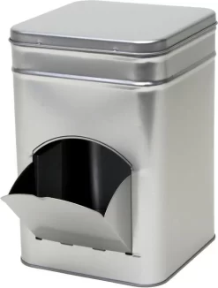 Merkloos 1x Zilver Vierkant Opbergblik/bewaarblik Met Dispenser 21 Cm - Zilveren Koffiecups/suikerklontjes Voorraadblikken - Voorraadbussen Met Dispenser