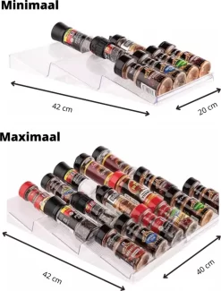 Merkloos Kruidenrek Lade - Kruiden Organizer - Kruidenrek Uitschuifbaar - Lade Organizer - Kruiden Opbergen Lade - Kruidenrekje Schuif - Min. 20x42 Max. 40x42 -Lifestyleproducten 913x1200 2