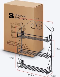 KitchenBrothers Kruidenrek - Staand En Ophangbaar - Voor 21 Potjes - 3 Laags - Metaal -Lifestyleproducten 945x1200 1